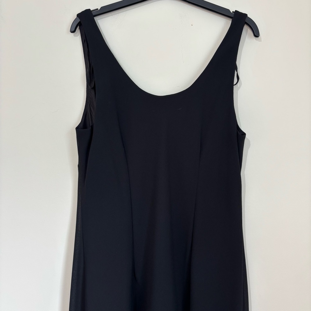 Vintage USA 90s Y2K Jessica Simpson Black Sleeveless Layered Ruffle Hem Dress - Picture 5 of 16